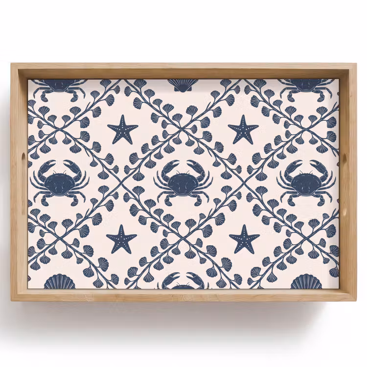 Dienblad - Zee - Krab - Zeester - Patroon - Blauw — 1