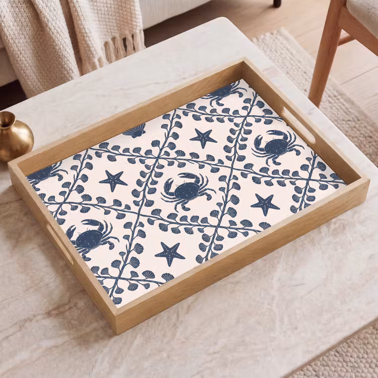 Dienblad - Zee - Krab - Zeester - Patroon - Blauw — 2