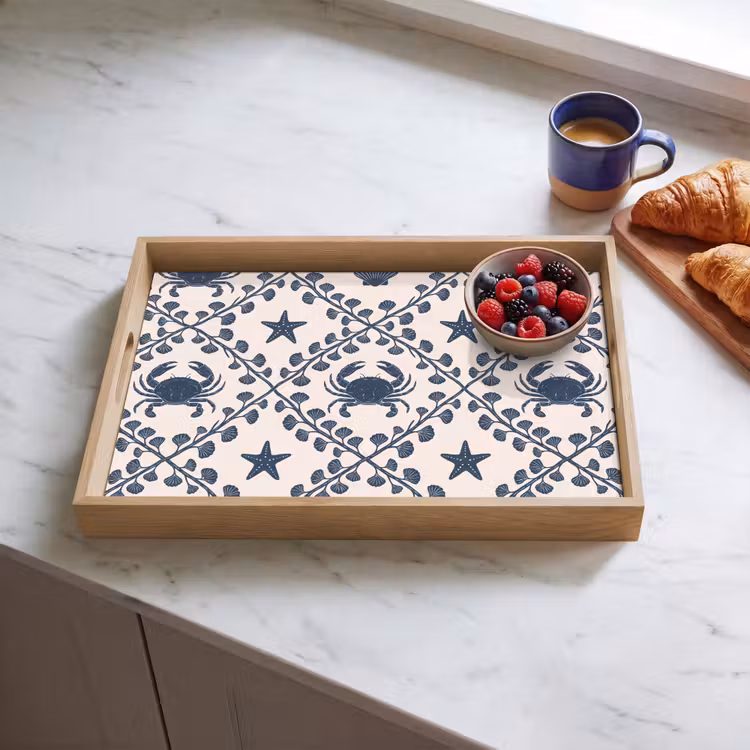 Dienblad - Zee - Krab - Zeester - Patroon - Blauw — 4
