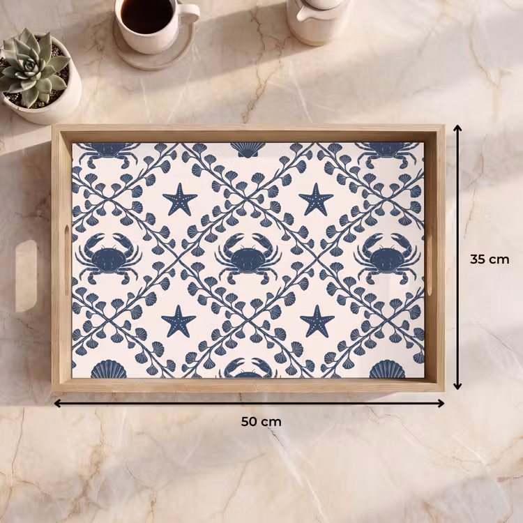 Dienblad - Zee - Krab - Zeester - Patroon - Blauw — 9