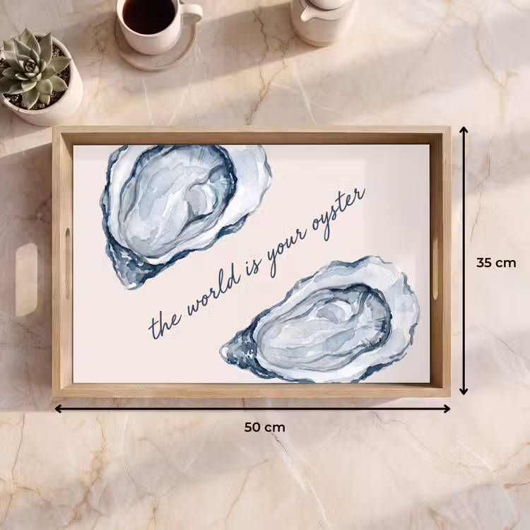 Dienblad - Zeeleven - Oester - Aquarel - Minimalistisch - Blauw — 9