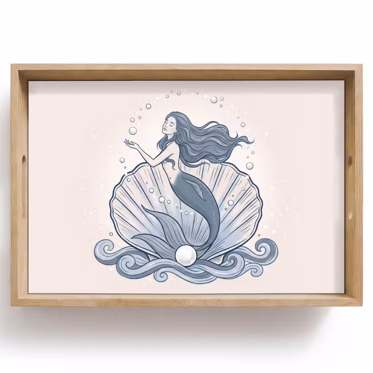 Dienblad - Zeemeermin - Schelp - Zee - Fantasie - Blauw — 1