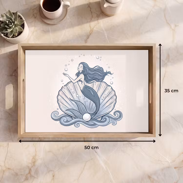Dienblad - Zeemeermin - Schelp - Zee - Fantasie - Blauw — 9