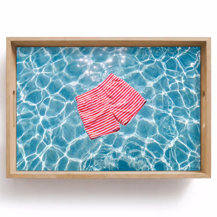 Dienblad - Zwemkleding - Gestreept - Water - Zomer - Rood-wit — 1