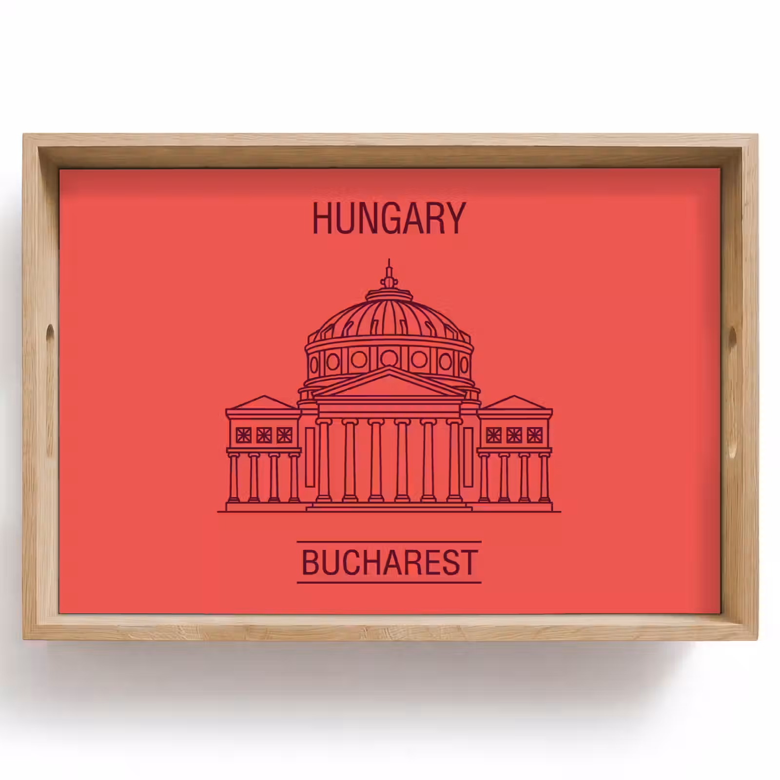 Dienblad - Architectuur - Boekarest - Stedelijk - Lijntekening - Rood — 1