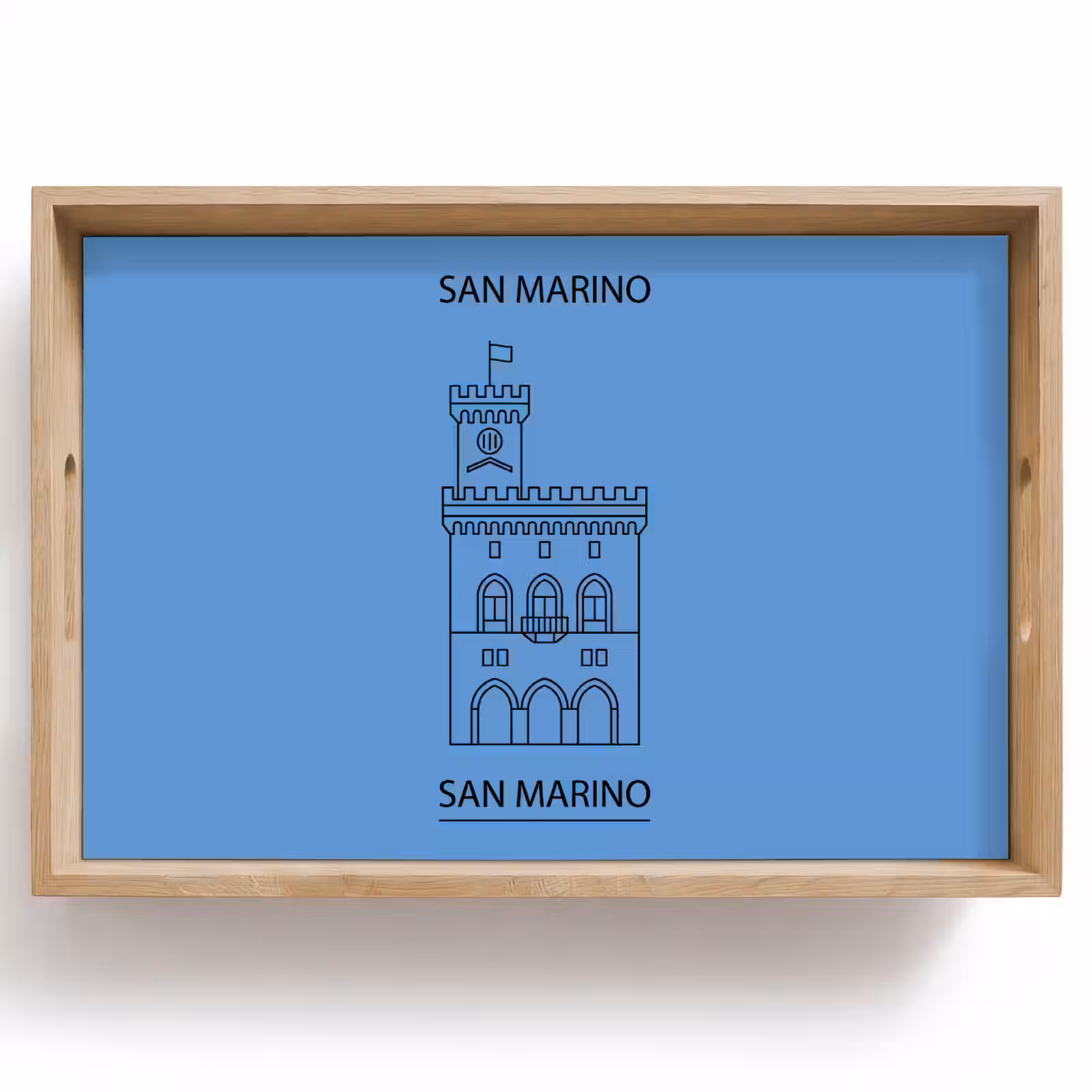 Dienblad - Gebouw - San Marino - Architectuur - Lijntekening - Blauw — 1