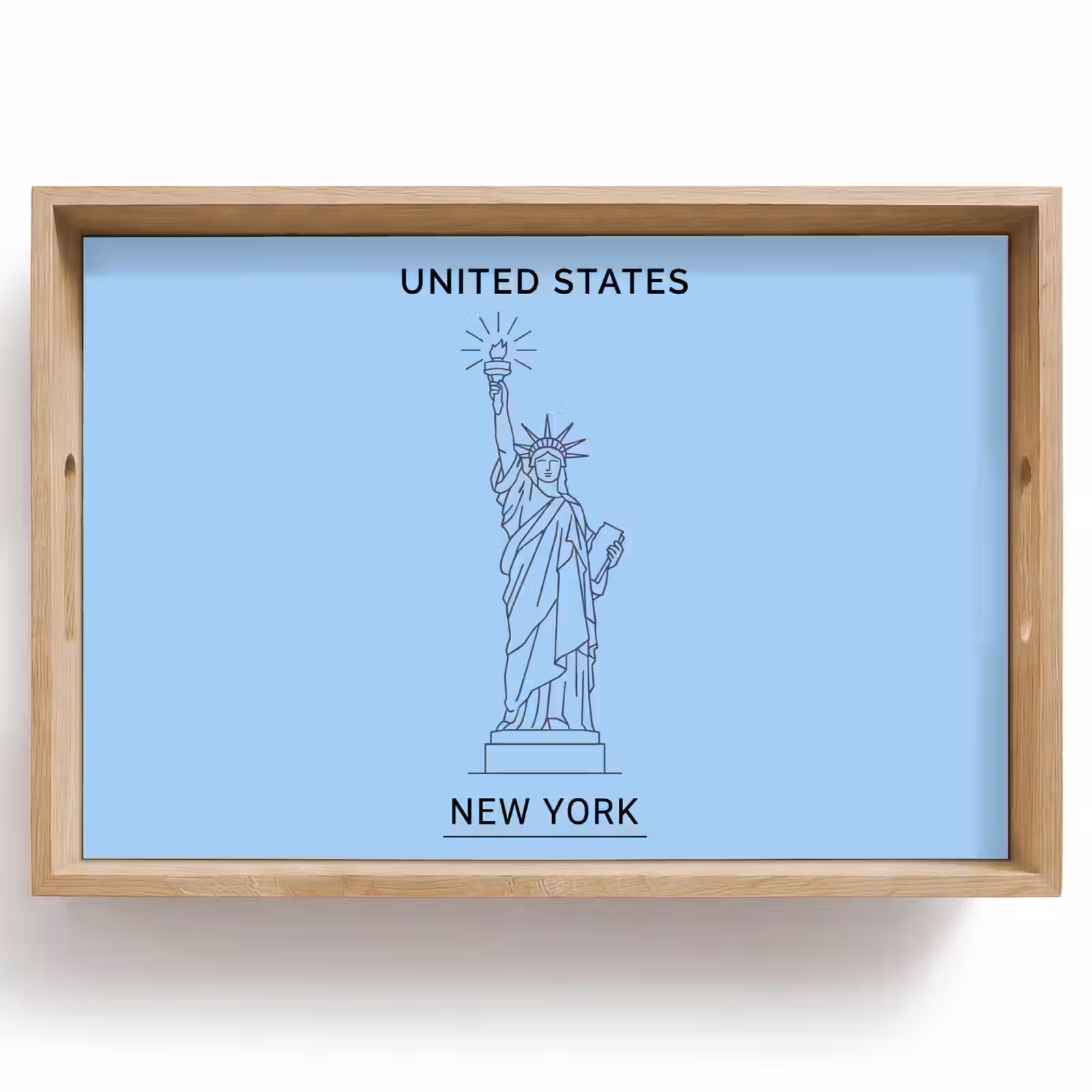 Dienblad - Monument - Vrijheidsbeeld - New York - Minimalistisch - Blauw — 1