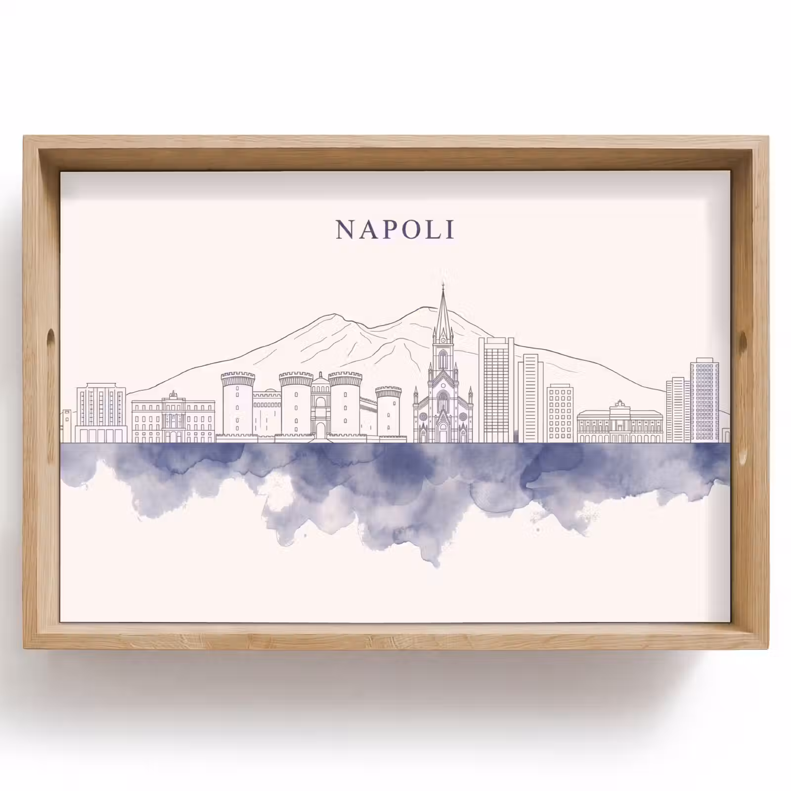 Dienblad - Napels - Skyline - Italie - Lijntekening - Aquarel — 1