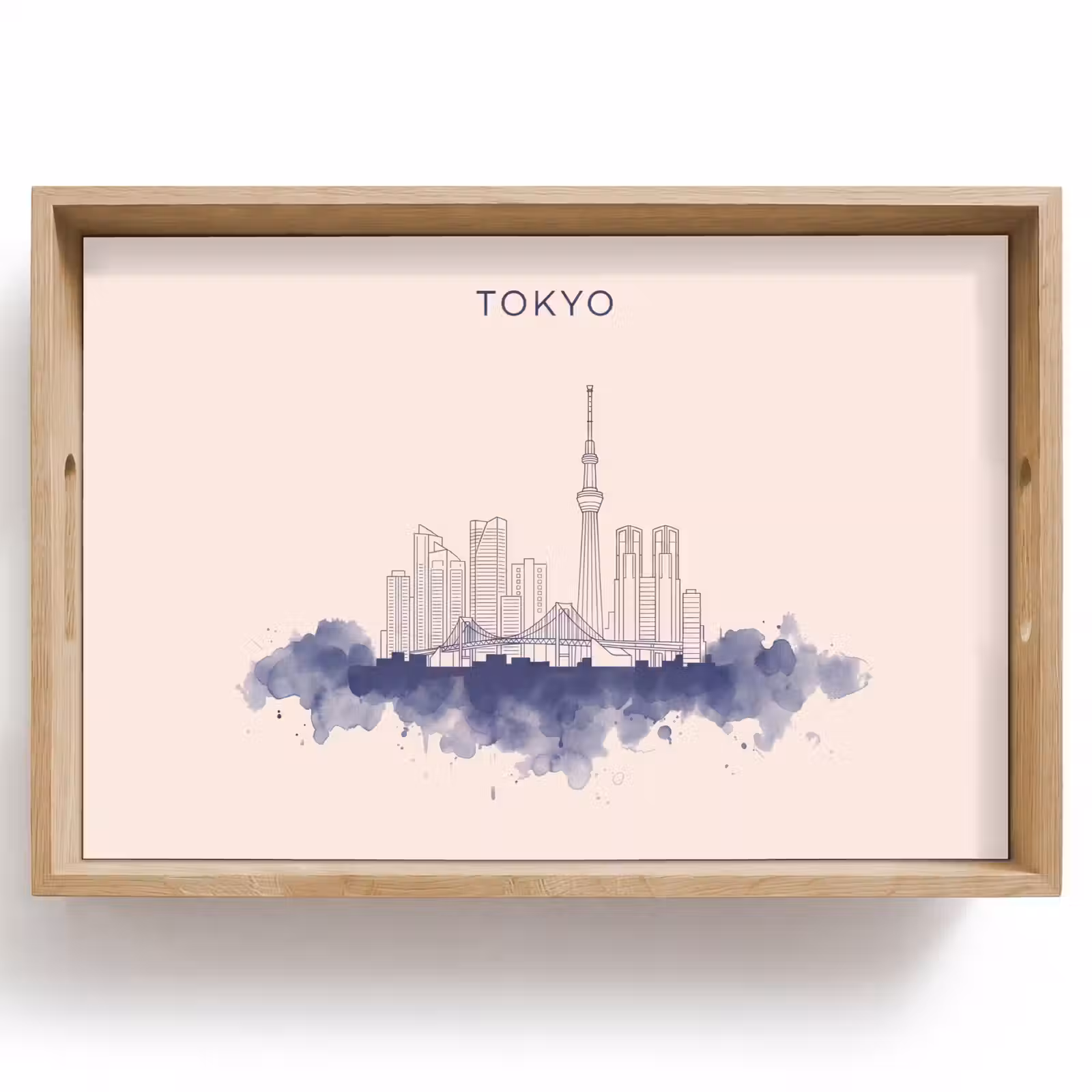 Dienblad - Tokyo - Skyline - Stad - Abstract - Blauw — 1