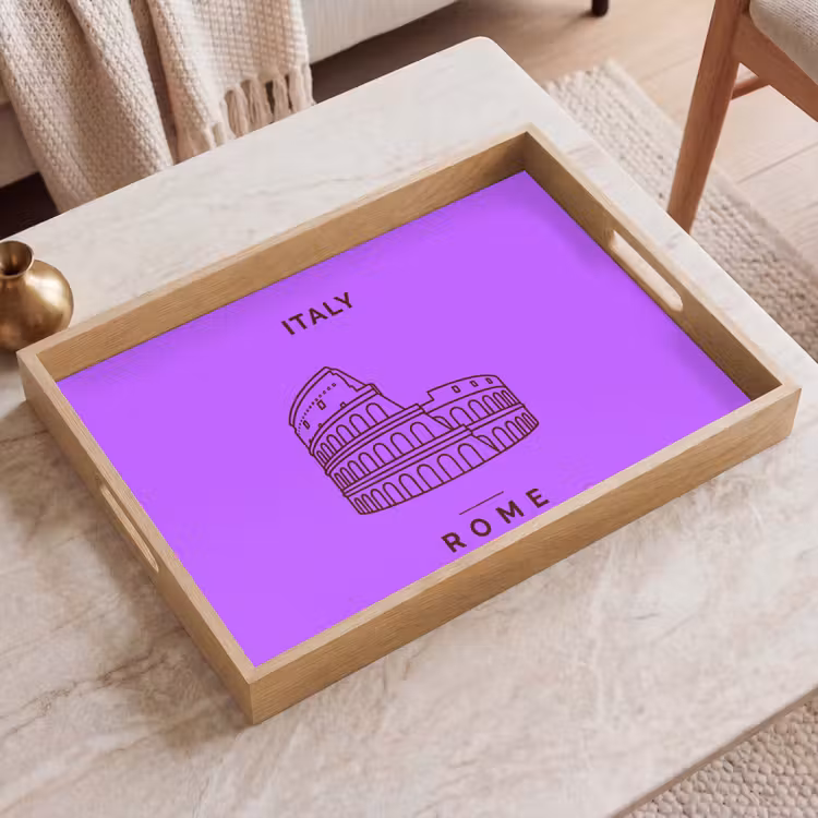 Dienblad - Architectuur - Colosseum - Rome - Minimalistisch - Paars — 2