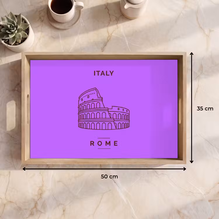 Dienblad - Architectuur - Colosseum - Rome - Minimalistisch - Paars — 9