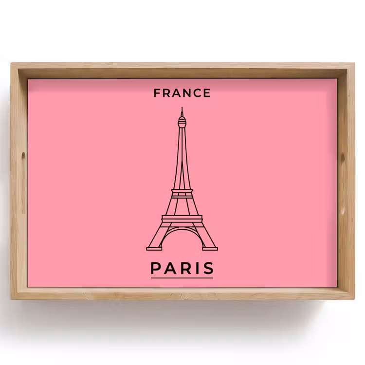 Dienblad - Eiffeltoren - Parijs - Architectuur - Minimalistisch - Roze — 1