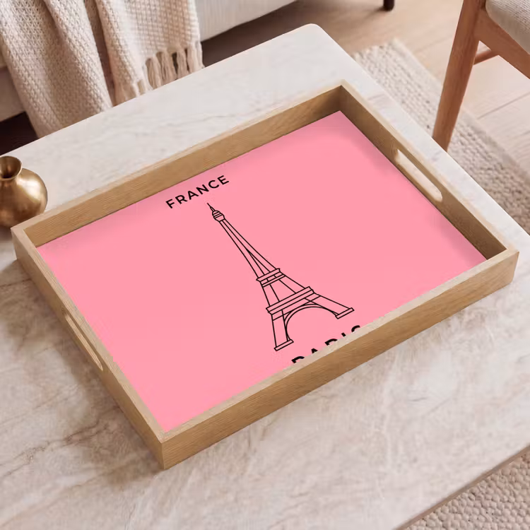Dienblad - Eiffeltoren - Parijs - Architectuur - Minimalistisch - Roze — 2