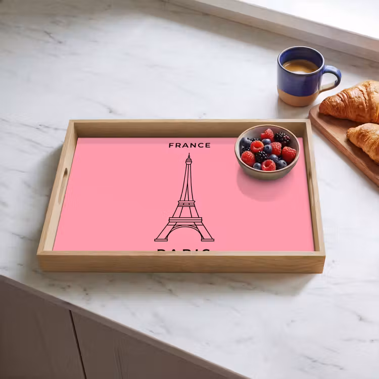 Dienblad - Eiffeltoren - Parijs - Architectuur - Minimalistisch - Roze — 4