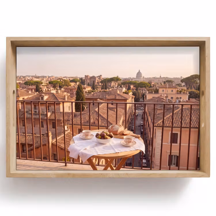 Dienblad - Eten - Ontbijt - Balkon - Stad - Zonsopgang — 1