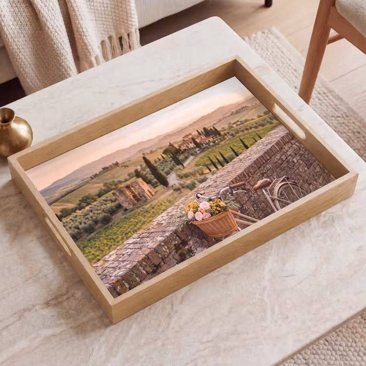 Dienblad - Fiets - Bloemen - Toscane - Landschap - Roze — 2