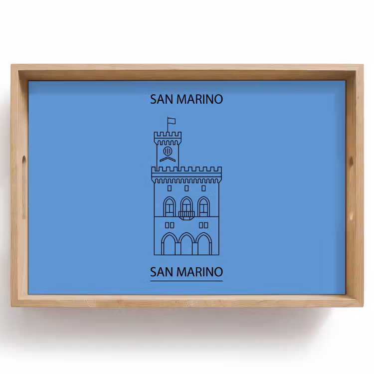 Dienblad - Gebouw - San Marino - Architectuur - Lijntekening - Blauw — 1
