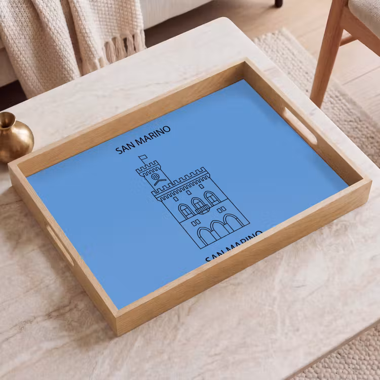 Dienblad - Gebouw - San Marino - Architectuur - Lijntekening - Blauw — 2