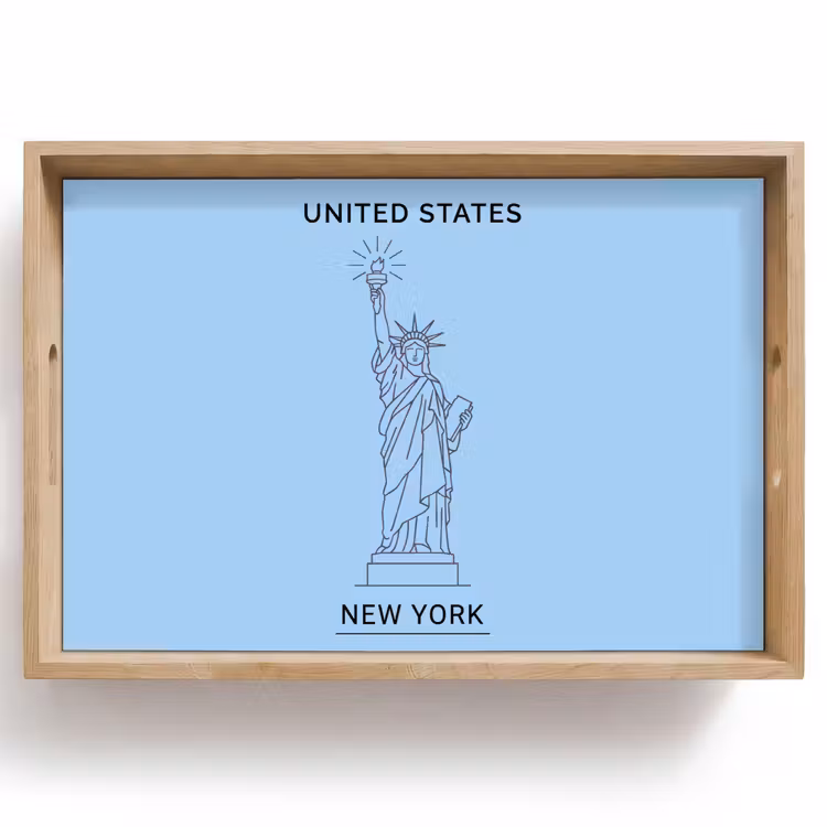 Dienblad - Monument - Vrijheidsbeeld - New York - Minimalistisch - Blauw — 1