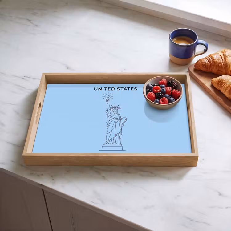 Dienblad - Monument - Vrijheidsbeeld - New York - Minimalistisch - Blauw — 4