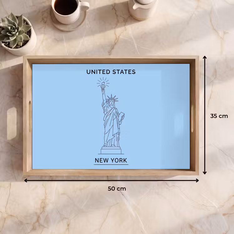 Dienblad - Monument - Vrijheidsbeeld - New York - Minimalistisch - Blauw — 9
