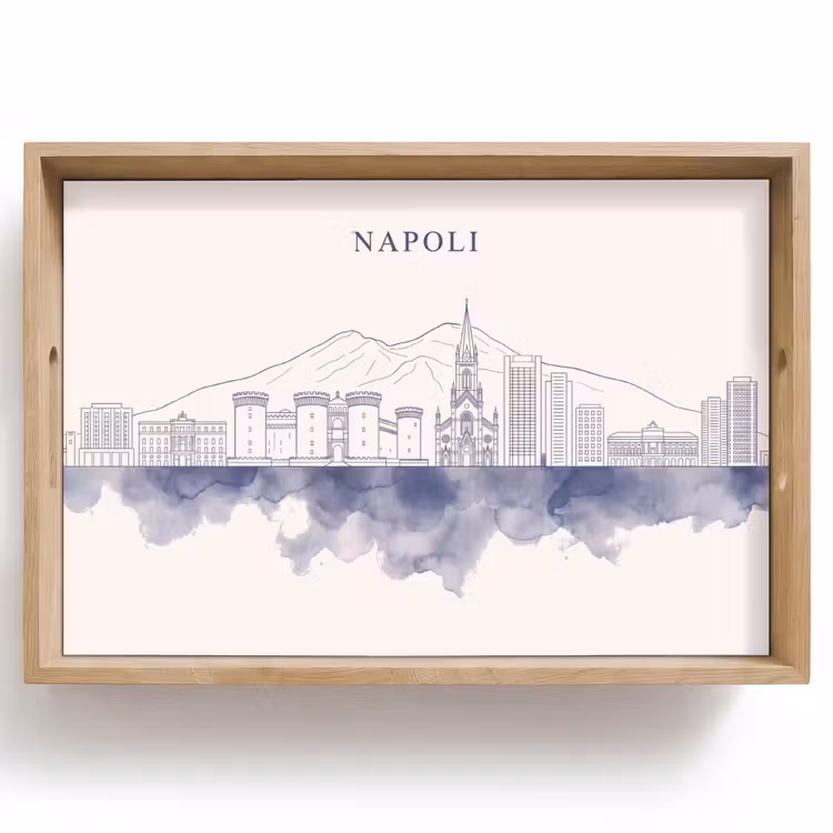 Dienblad - Napels - Skyline - Italie - Lijntekening - Aquarel — 1