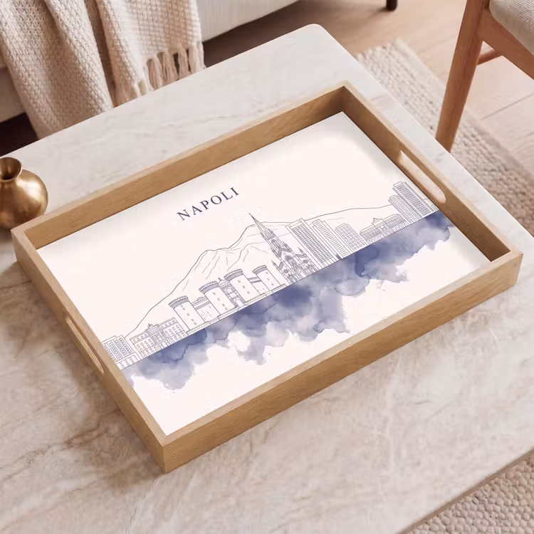 Dienblad - Napels - Skyline - Italie - Lijntekening - Aquarel — 2