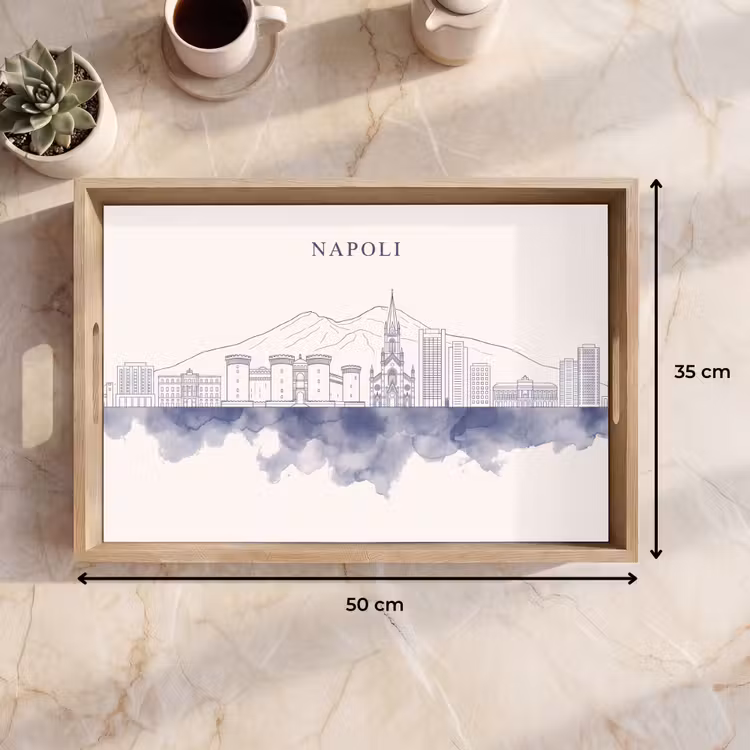 Dienblad - Napels - Skyline - Italie - Lijntekening - Aquarel — 9