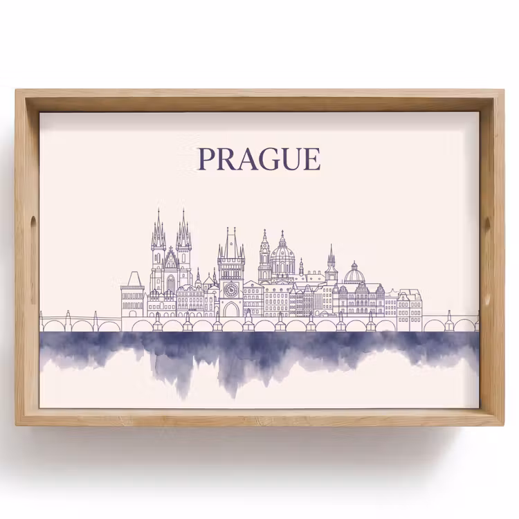 Dienblad - Praag - Skyline - Architectuur - Blauw — 1
