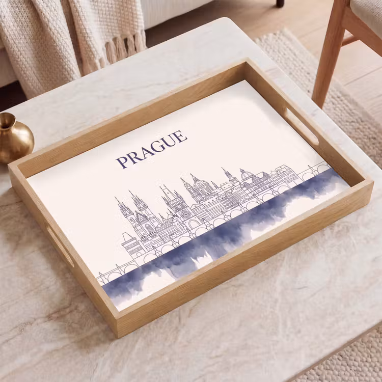 Dienblad - Praag - Skyline - Architectuur - Blauw — 2