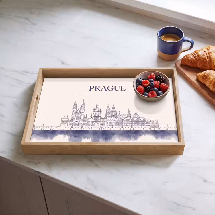 Dienblad - Praag - Skyline - Architectuur - Blauw — 4