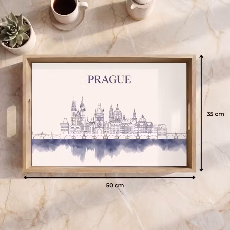 Dienblad - Praag - Skyline - Architectuur - Blauw — 9