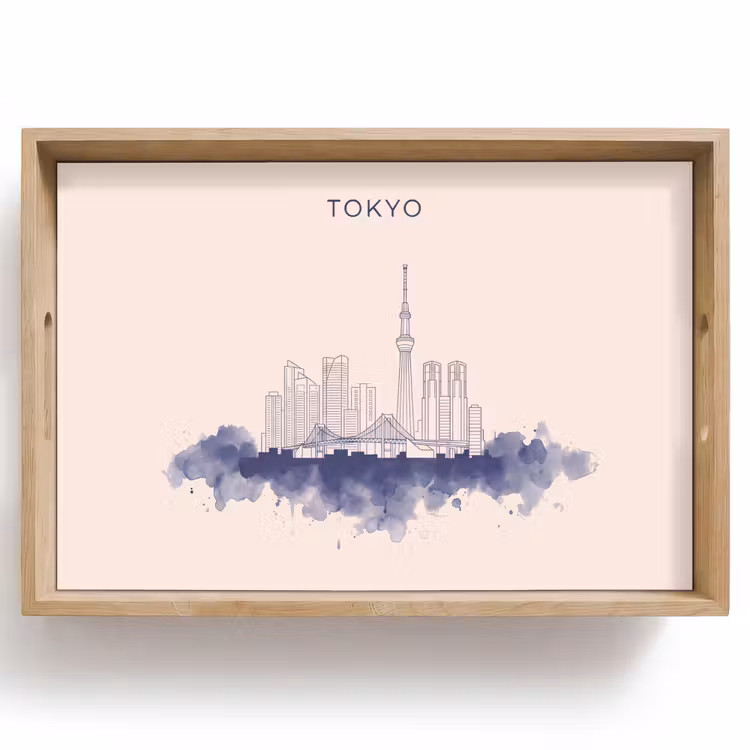 Dienblad - Tokyo - Skyline - Stad - Abstract - Blauw — 1