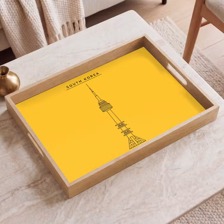 Dienblad - Toren - Seoul - Architectuur - Minimalistisch - Geel — 2