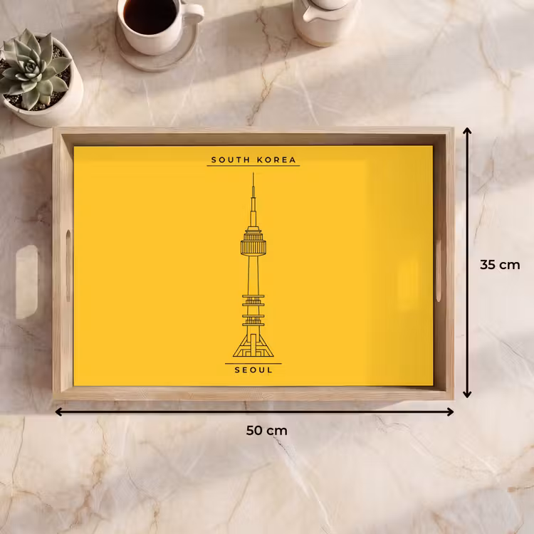 Dienblad - Toren - Seoul - Architectuur - Minimalistisch - Geel — 9