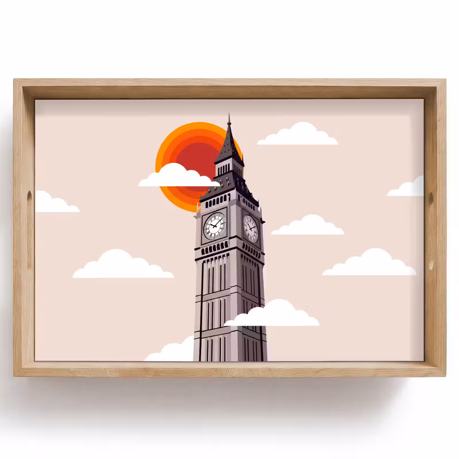 Dienblad - Toren - Klok - Londen - Architectuur - Retro — 1