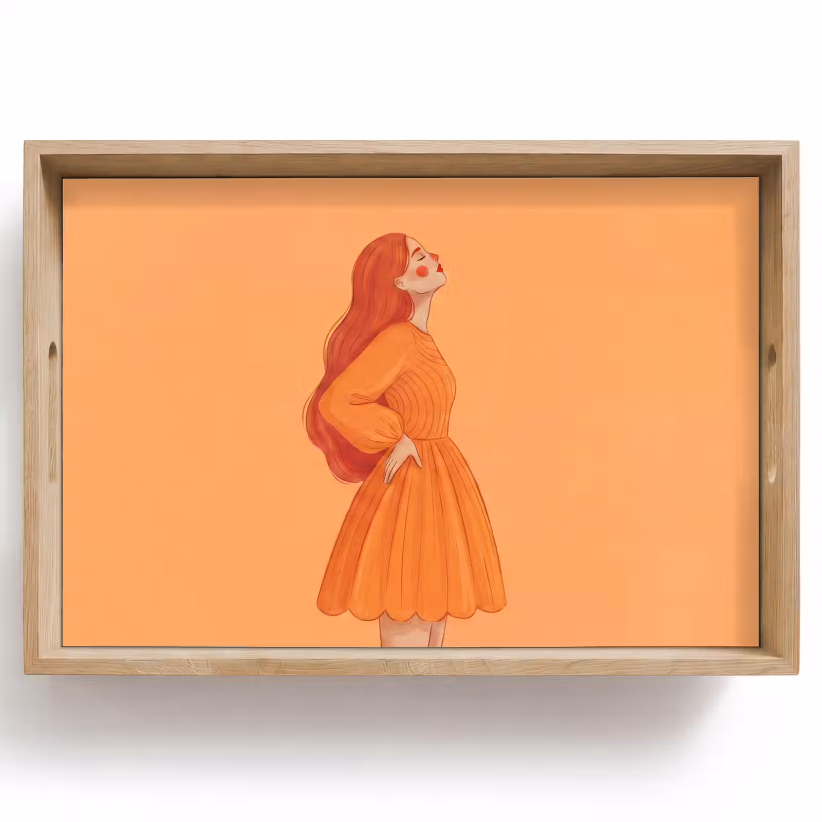 Dienblad - Vrouw - Profiel - Mensen - Modern - Oranje — 1
