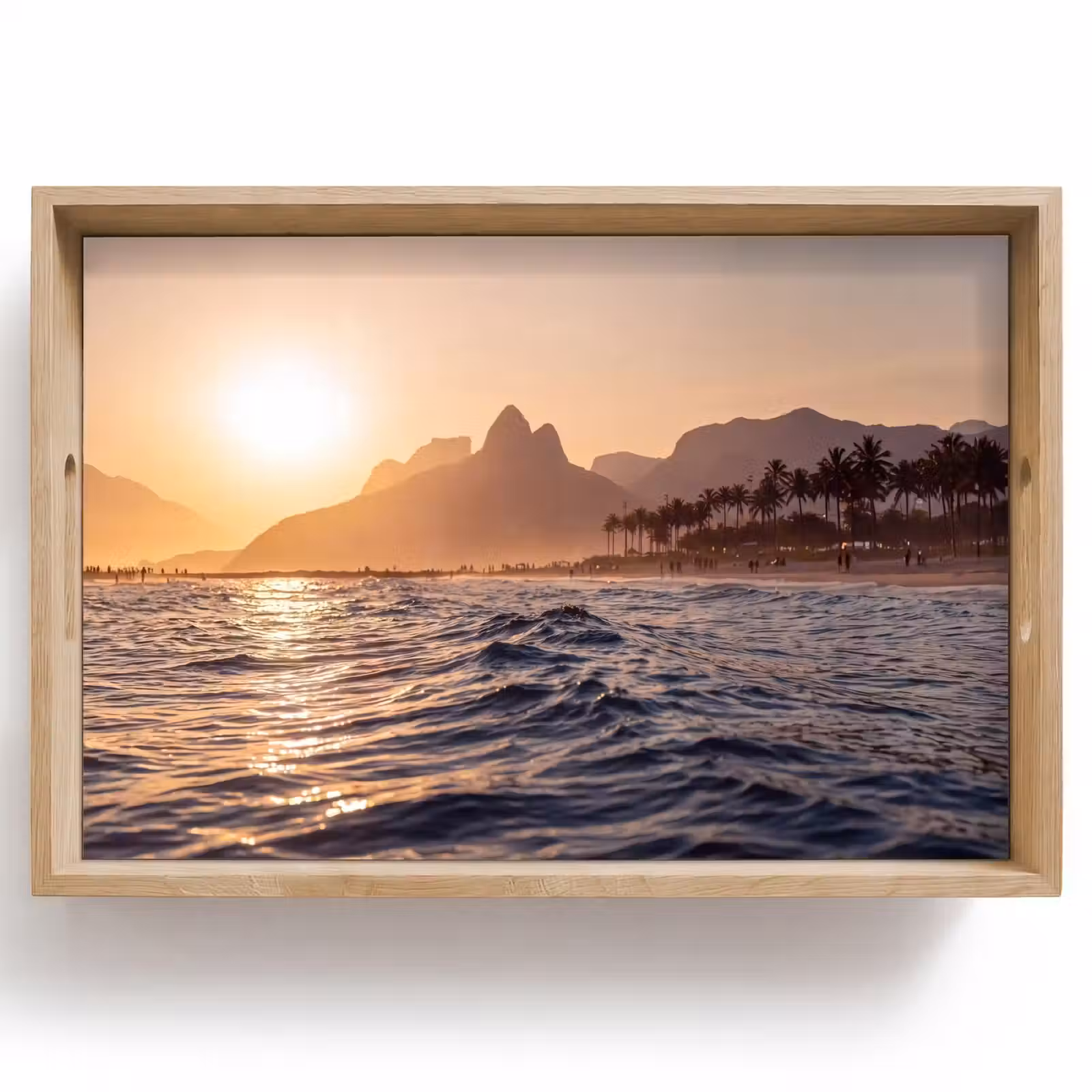 Dienblad - Zee - Golven - Zonsondergang - Kust - Goud — 1
