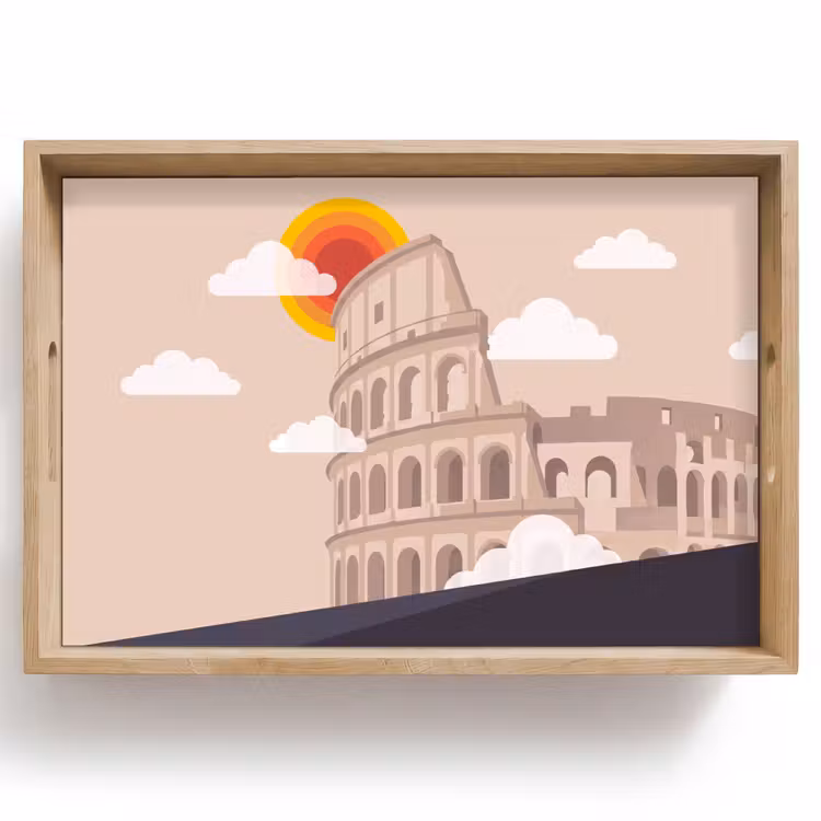 Dienblad - Colosseum - Zonsopgang - Rome - Architectuur - Beige — 1