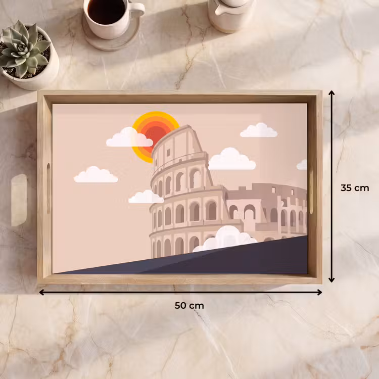Dienblad - Colosseum - Zonsopgang - Rome - Architectuur - Beige — 9
