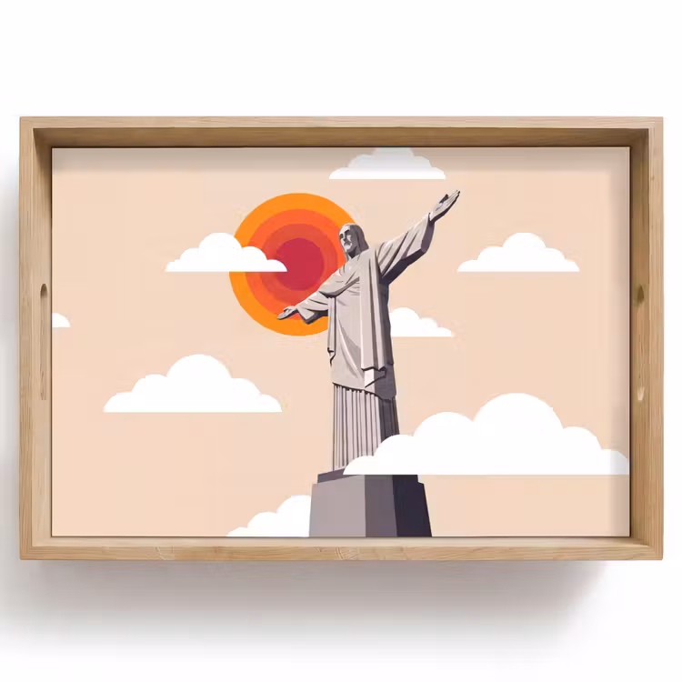 Dienblad - Monument - Stad - Zonsondergang - Minimalistisch - Oranje — 1