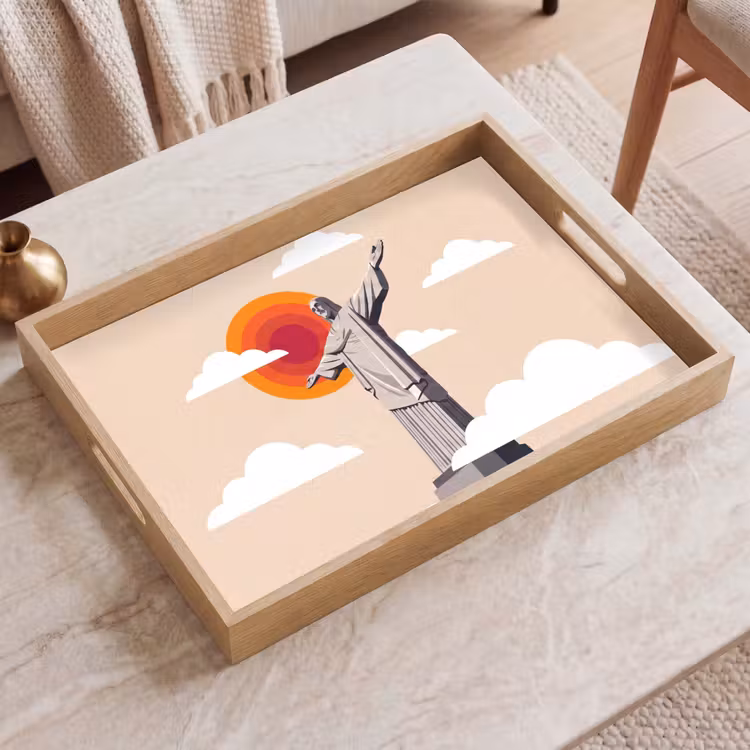 Dienblad - Monument - Stad - Zonsondergang - Minimalistisch - Oranje — 2