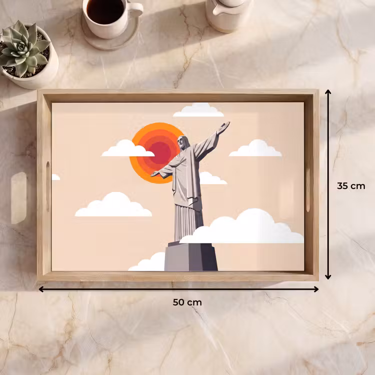 Dienblad - Monument - Stad - Zonsondergang - Minimalistisch - Oranje — 9