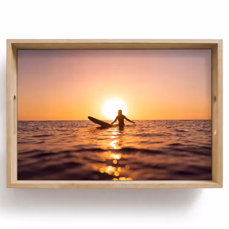 Dienblad - Persoon - Surfen - Zonsondergang - Zee - Oranje — 1