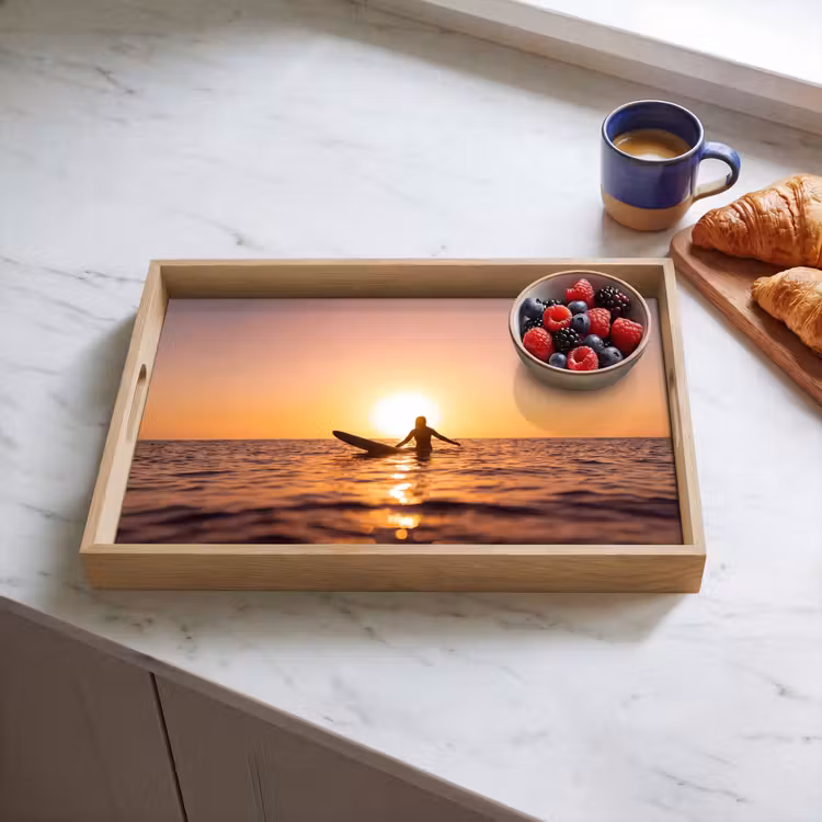 Dienblad - Persoon - Surfen - Zonsondergang - Zee - Oranje — 4