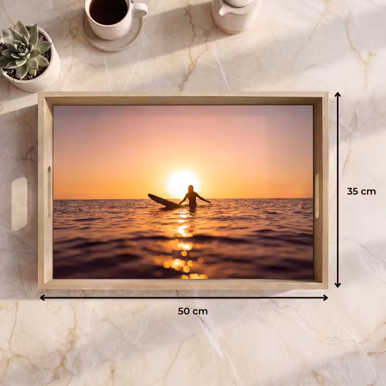 Dienblad - Persoon - Surfen - Zonsondergang - Zee - Oranje — 9