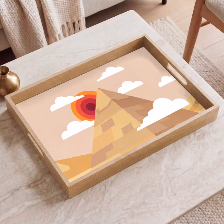 Dienblad - Piramide - Zon - Woestijn - Modern - Oranje — 2