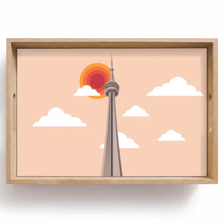 Dienblad - Stad - Gebouw - Architectuur - Retro - Oranje — 1