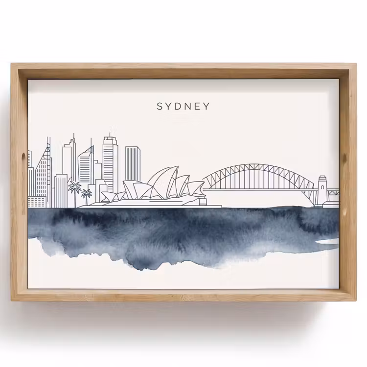 Dienblad - Stad - Skyline - Architectuur - Minimalistisch - Blauw — 1