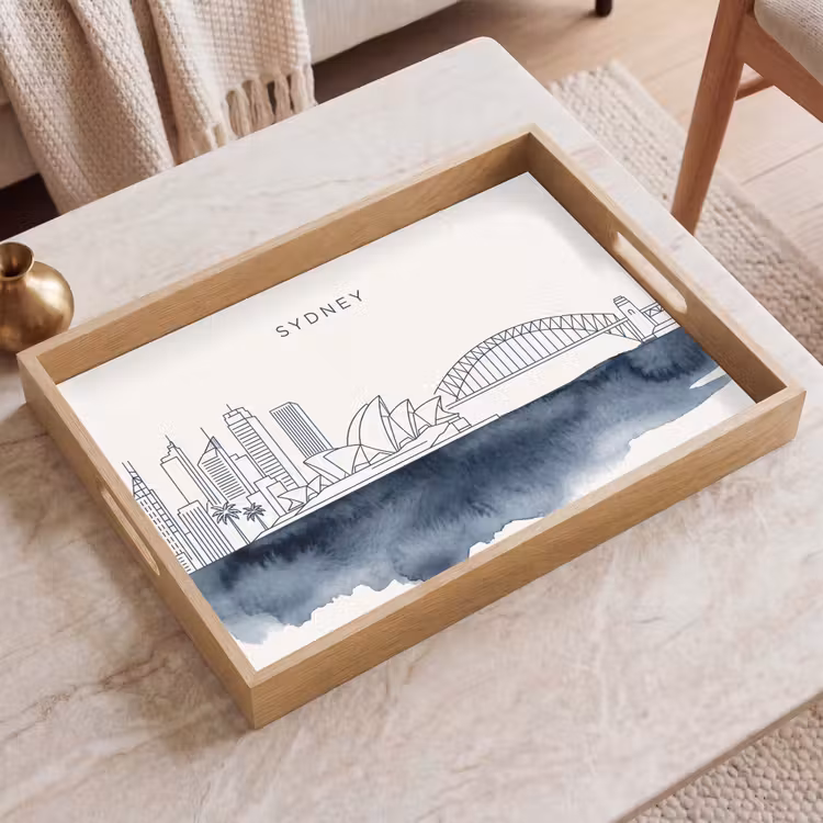 Dienblad - Stad - Skyline - Architectuur - Minimalistisch - Blauw — 2